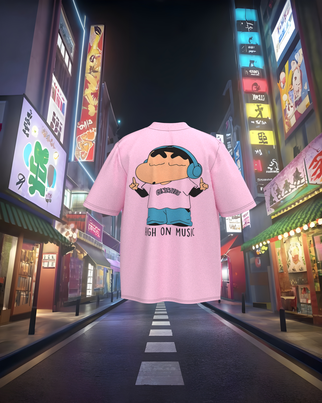 Shinchan's High on Music : Oversized T-shirt